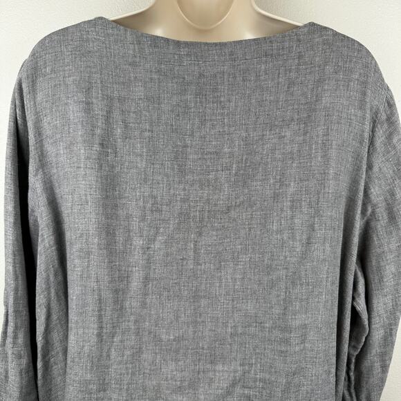 J. Jill Pure Jill Tunic Top Blouse Cotton Button Front Gray Large Lagenlook - Picture 6 of 10
